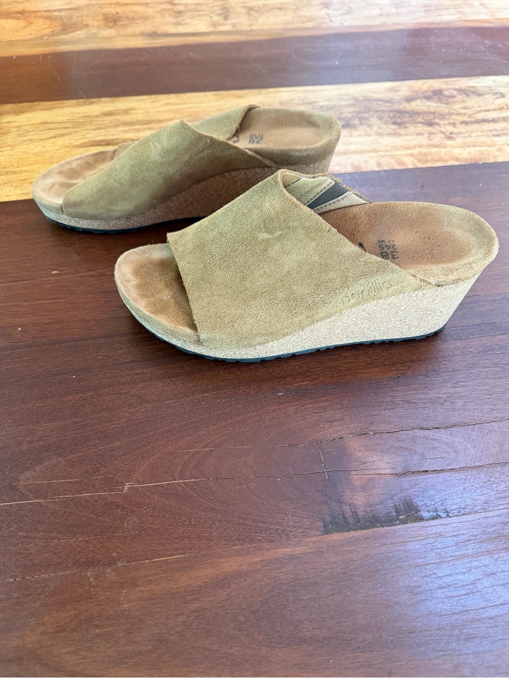 Papillio Women's Suede Wedge Slide Sandals - Tan